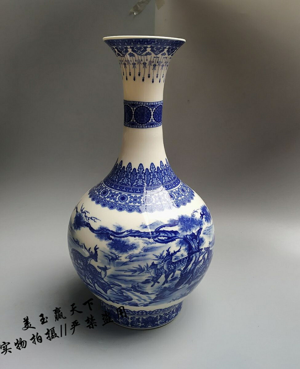 青花瓷花瓶擺件 客廳插花瓶裝飾工藝品 景德鎮陶瓷器瓷瓶中式禮品