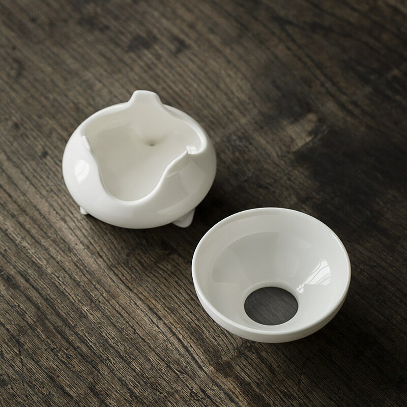 白瓷茶葉過濾器功夫茶具套裝陶瓷過濾茶具配件茶漏
