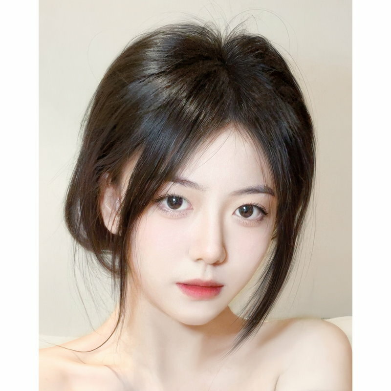 現貨+預購 假瀏海全真髮假髮補髮片-蓬鬆修顏八字瀏海女假髮2色74ka22【獨家進口】【米蘭精品】
