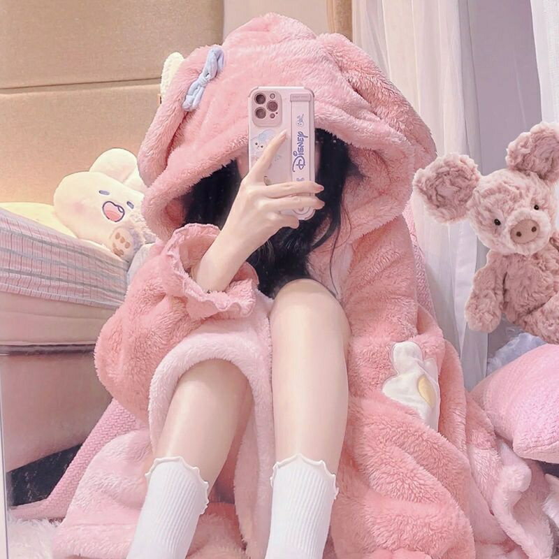 女生睡衣 睡衣套裝 甜美可愛少女卡通美樂蒂睡衣女珊瑚絨加厚睡袍新款冬季家居服