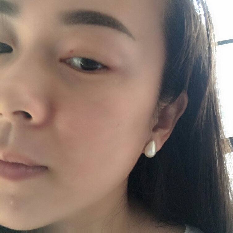 18K金水滴馬貝耳環耳釘白色極光炫彩水滴形馬貝天然海水 0