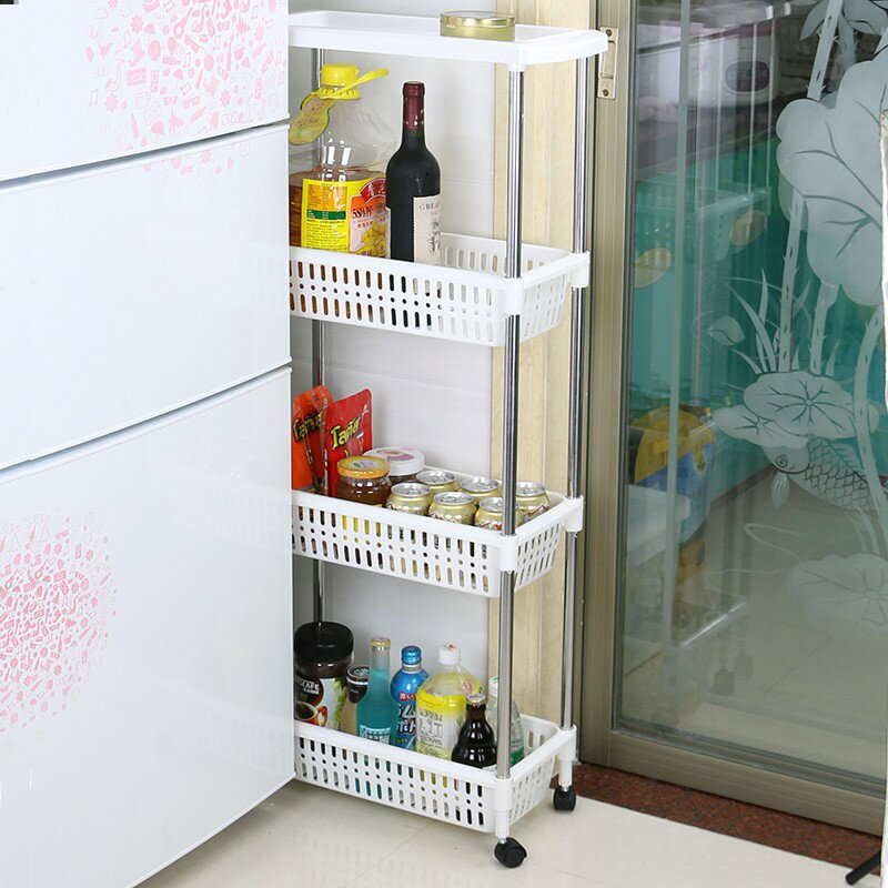 【Yinuoer家居❤爆款】帶輪可移動冰箱邊的縫隙置物架 客廳浴室衛生間廚房縫隙收納整理架 整潔有序 分類儲存