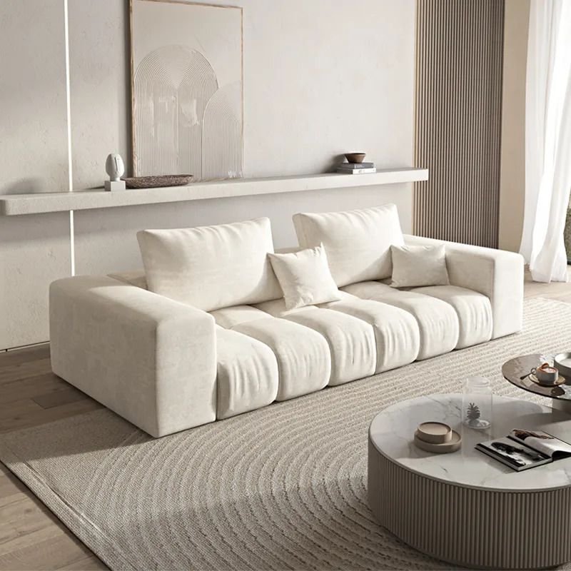 布藝沙發豆腐塊客廳組合意式輕奢模塊面包奶油網紅云朵沙發設計師