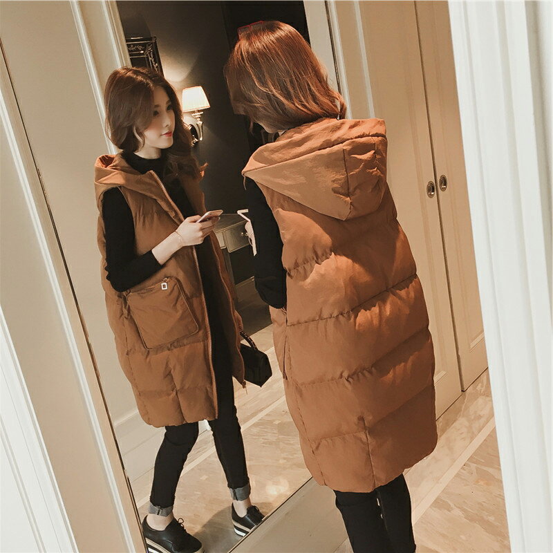 大碼棉服胖mm馬甲網紅外套潮女洋氣中長款棉衣200斤1入