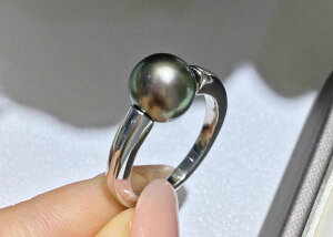 DIY珍珠配件手工材料 S925純銀光板粗款可調節戒指飾品空托 7-8mm