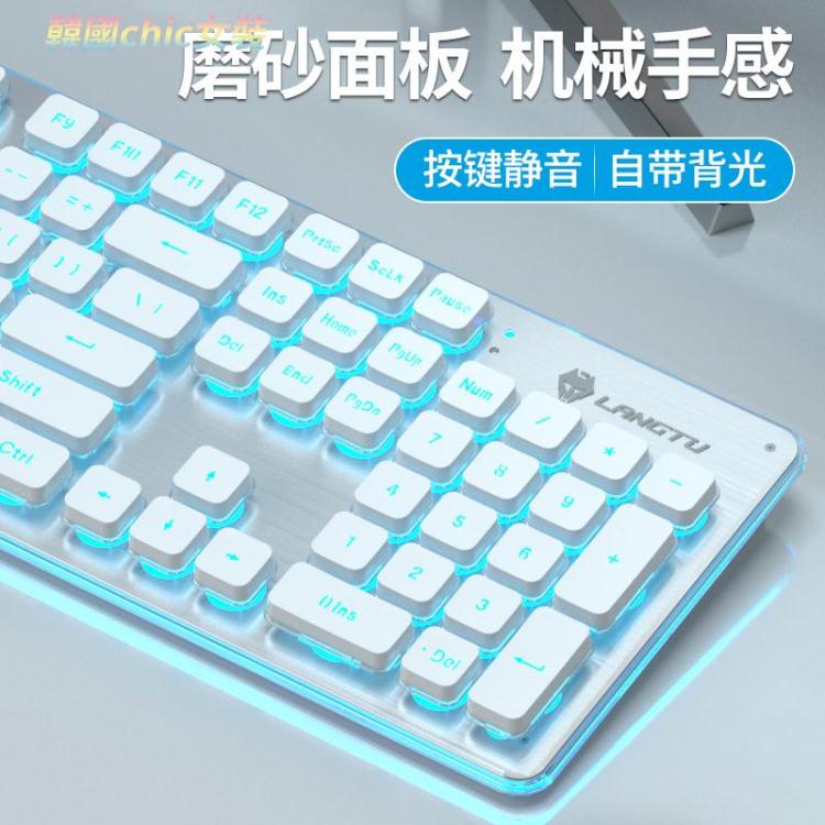 鍵盤靜音鍵盤機械手感有線臺式電腦筆記本外接有線辦公打字滑鼠