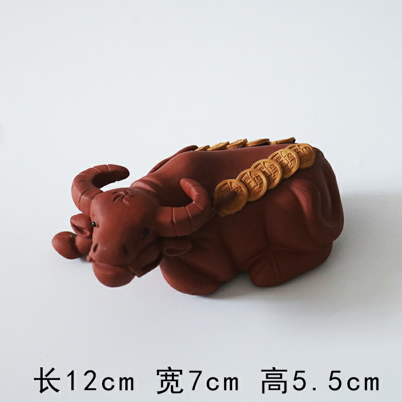 紫砂茶寵牛轉乾坤茶玩金蟾蜍擺件手工雕塑茶盤茶道具可養 6