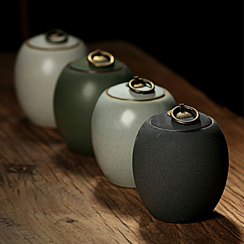 茶葉罐陶瓷家用密封罐普洱茶小號茶罐便攜便捷式旅行粗陶裝茶葉罐