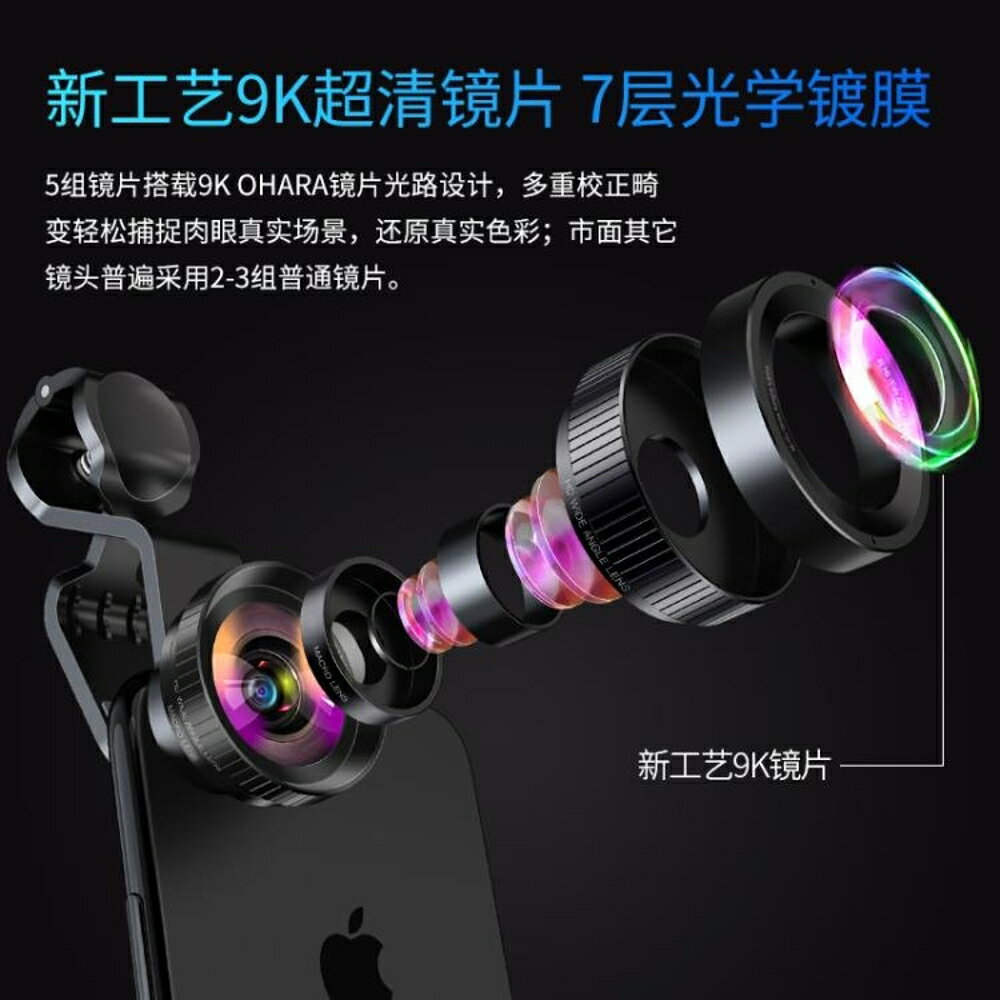 手機拍攝鏡頭 手機鏡頭超廣角微距魚眼蘋果通用高清單反長焦外置外接8x拍攝補光燈