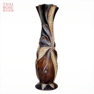 落地大號花瓶客廳擺件現代插花實木干花創意復古東南亞居家裝飾品