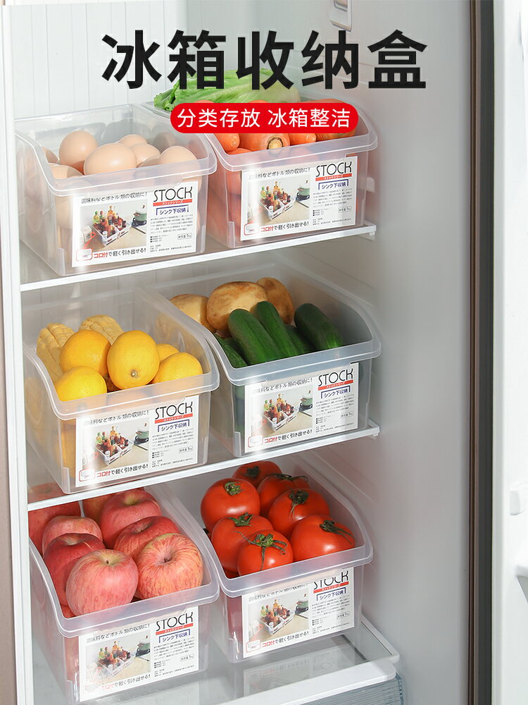 冰箱收納盒食品級無蓋透明抽屜式大容量廚房分隔儲物冷藏保鮮盒子
