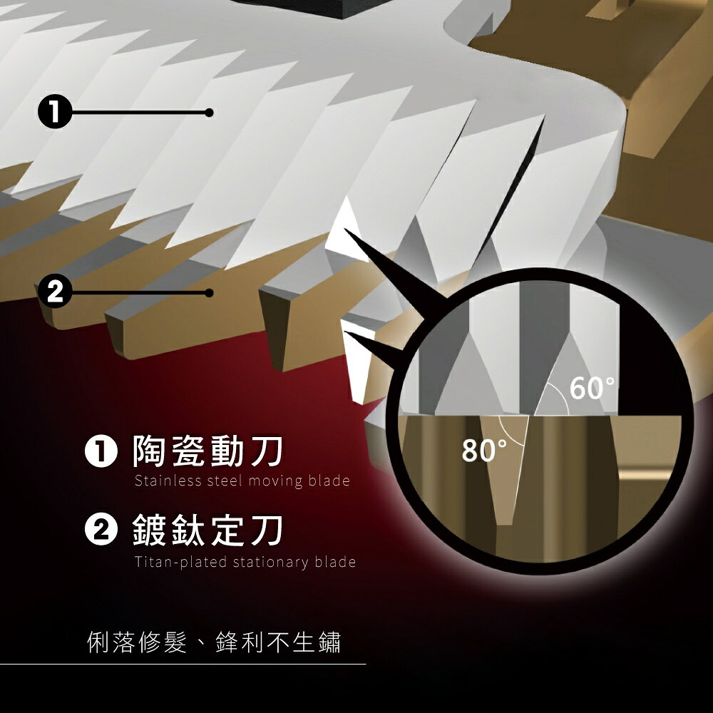 【KINYO】充插兩用專業精修電剪 (HC) 4髮梳 陶瓷 鍍鈦刀頭 充插兩用 充電底座｜理髮 防疫 父親節 2