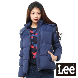 LEE 羽絨外套 可拆帽防風 -女款-麻花藍