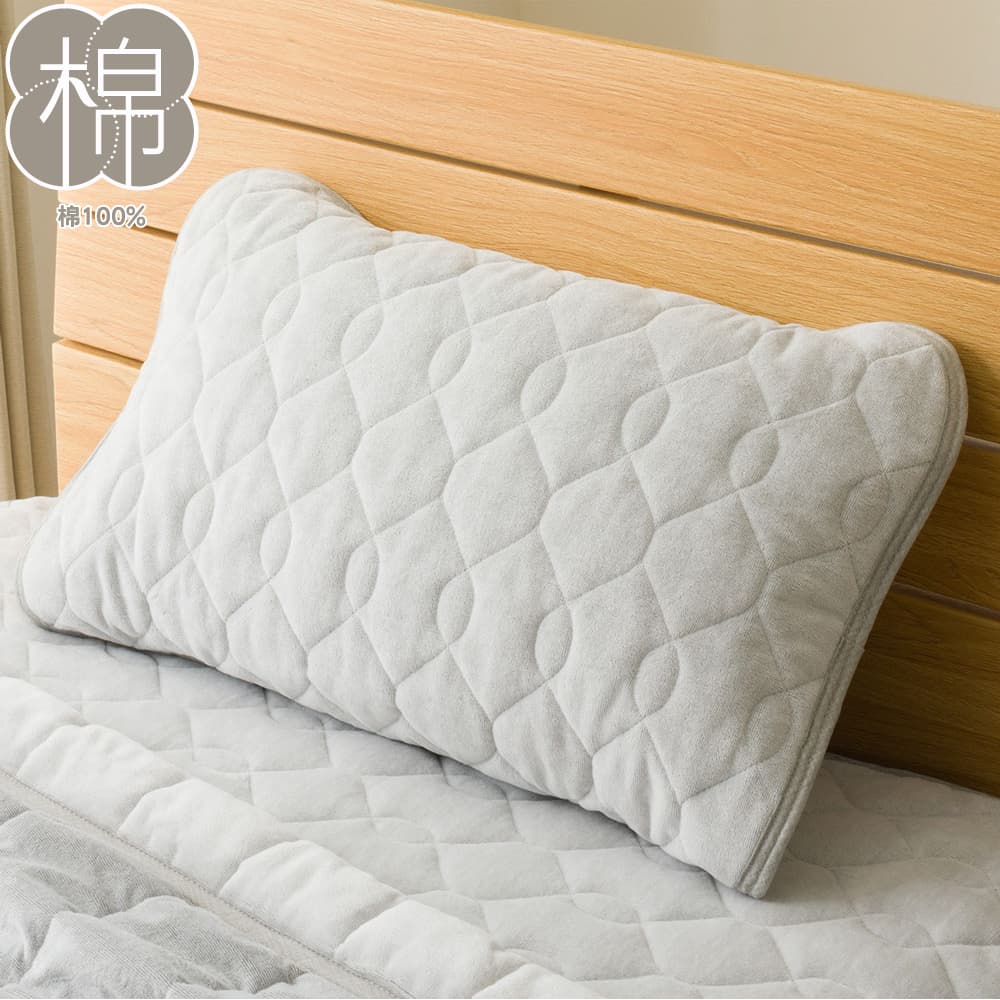 枕頭保潔墊 COTTON VELOR GY T04 NITORI宜得利家居
