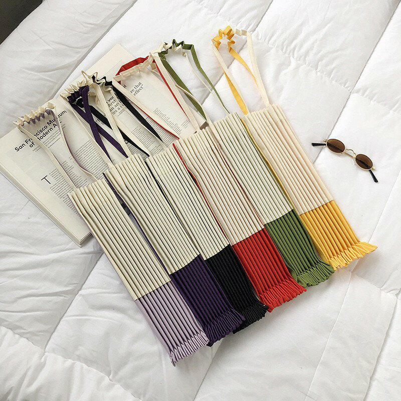 Deepv Vcruan日本設計師褶皺帆布袋女ins環保簡約單肩手提購物袋