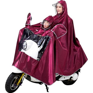 中南母子雙人三人雨衣電動車電瓶車摩托車加厚加大自行車防水雨披17