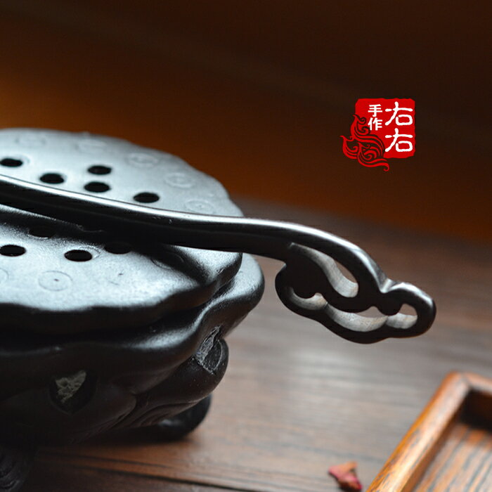手工雕刻黑檀木發簪子復古典盤發新娘古風發飾頭飾如心漢服配飾1入