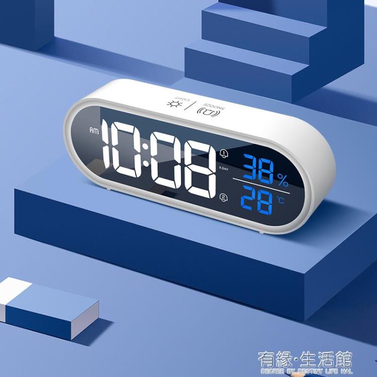 鬧鐘 液晶大數字電子鬧鐘家用夜光日歷溫濕度顯示電視柜簡約台鐘HA811 免運開發票