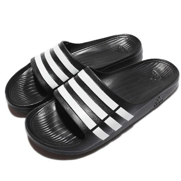 【ADIDAS】DURAMO SLIDE 拖鞋 黑 白 男 女 情侶鞋 -G15890