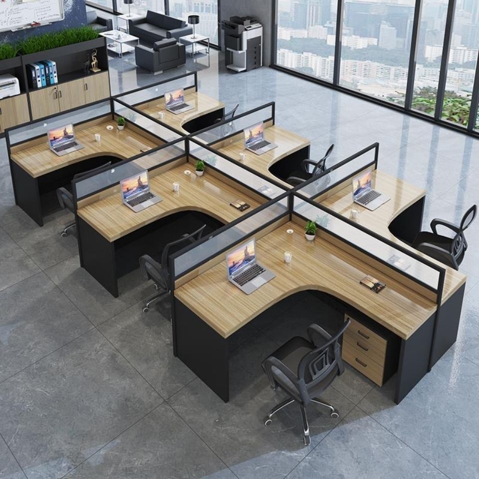 電腦桌 辦公桌 電腦辦公桌屏風卡位員工桌簡約現代公司職員辦公桌椅組合辦公卡座