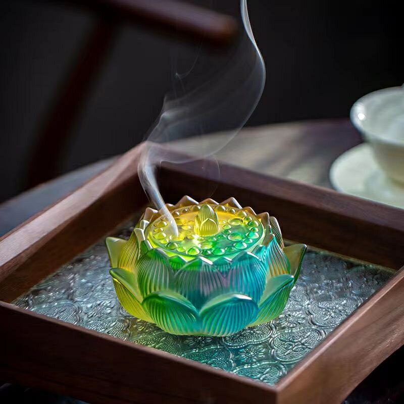【創意香爐】茶桌香爐沉香家用室內創意蓮花篆爐盤香塔香大號琉璃香器檀香送禮