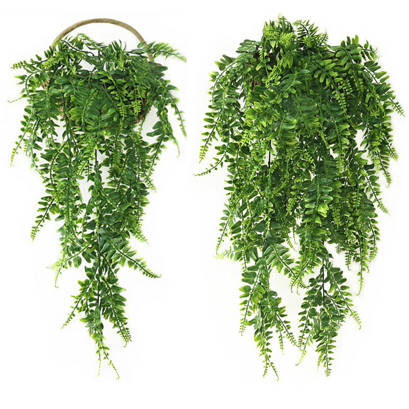 跨境 模擬波斯藤 69葉壁掛 蕨類 塑膠藤條假花綠植墻裝飾配材