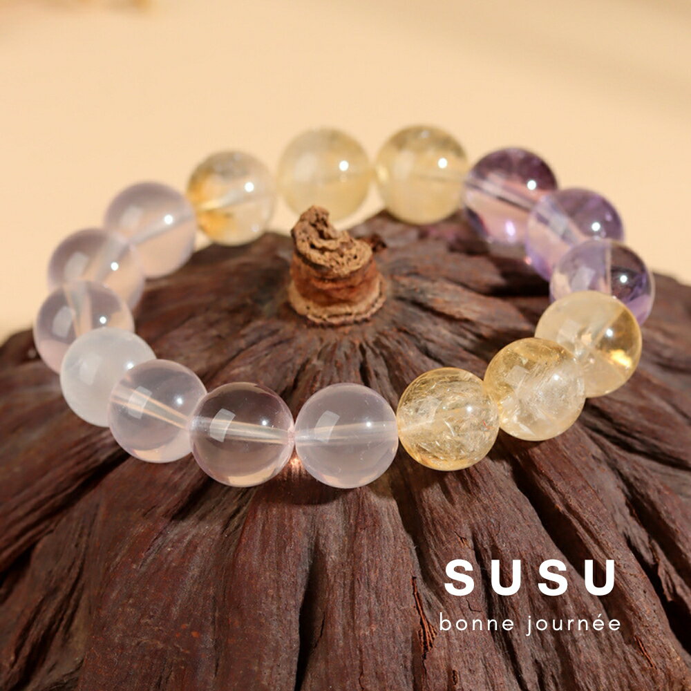 SU SU︱星辰戀曲水晶手鍊❤️星光粉 黃阿賽 月光石 紫水晶 事業運 招財 轉運 能量 防小人 4