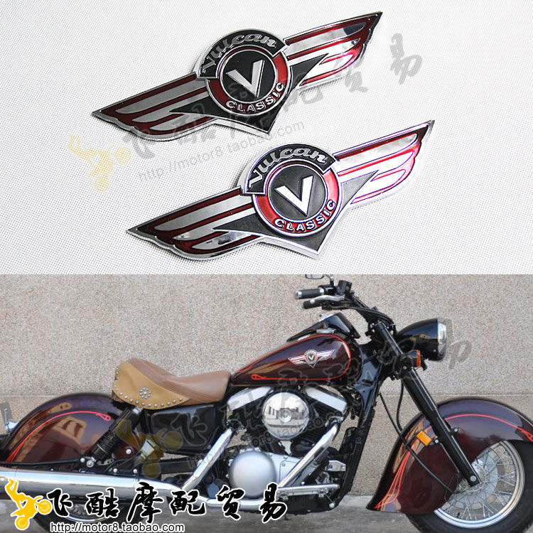 適用川崎Vulcan火神classic1500摩托車電鍍車貼油箱側標立體貼花