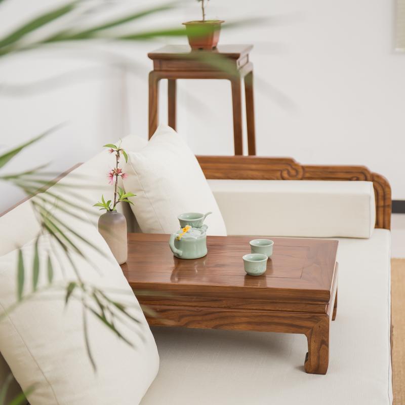 家具 老榆木多功能推拉羅漢床實木沙發中式抽拉伸縮單人床