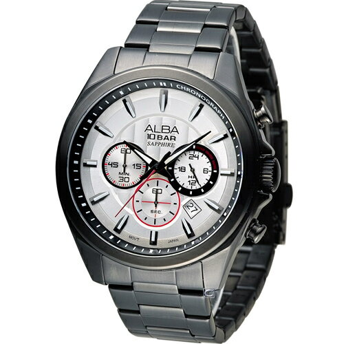 ALBA 雅柏錶-指定商品-活力型男競速計時腕錶 VD53-X219SD(AT3829X1)-45mm-白面鋼帶【刷卡回饋 分期0利率】【APP下單4%點數回饋】