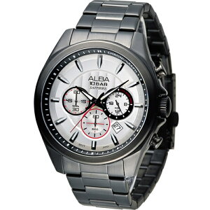 ALBA 雅柏錶-指定商品-活力型男競速計時腕錶 VD53-X219SD(AT3829X1)-45mm-白面鋼帶【刷卡回饋 分期0利率】