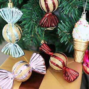 圣誕節樹裝飾品小糖果冰淇淋掛件彩繪球多多大禮包粉色可愛道具