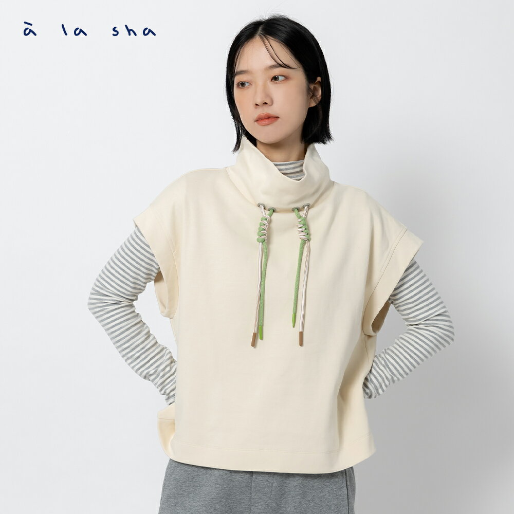 a la sha 個性外搭短袖背心棉T