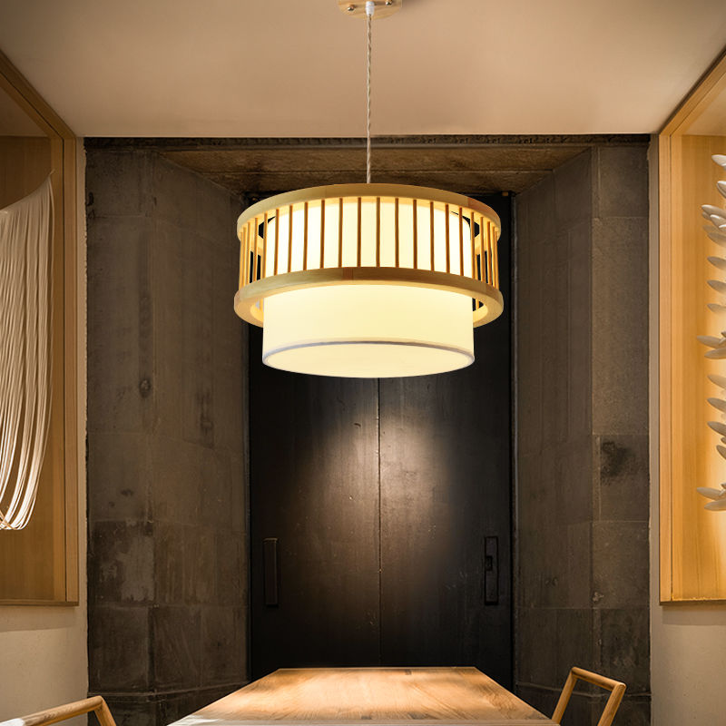 北歐實木吊燈餐廳燈餐飲飯店包廂面館吊線燈日式主臥室房間燈具S079
