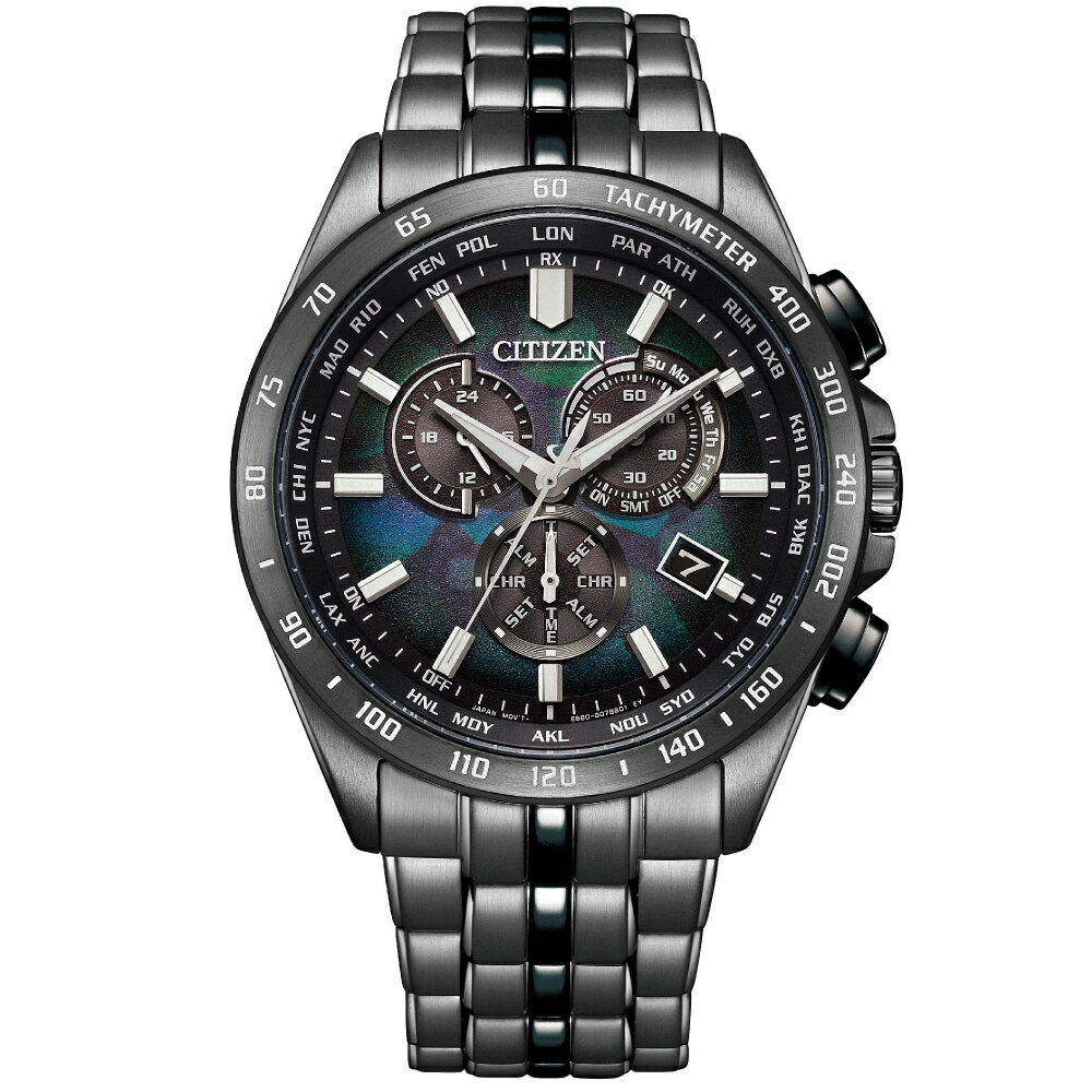 送禮首選★CITIZEN星辰 GENT'S系列 宇宙幻彩限定款 光動能電波計時腕錶43mm/CB5878-56E 附提袋【全館滿額折價★APP下單點數4倍送】線上購買享 實體門市同步服務