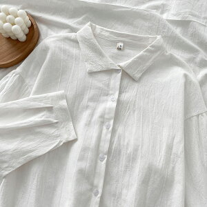 100%純棉chic歐貨襯衫女新款秋冬季高級感白色氣質內搭上衣