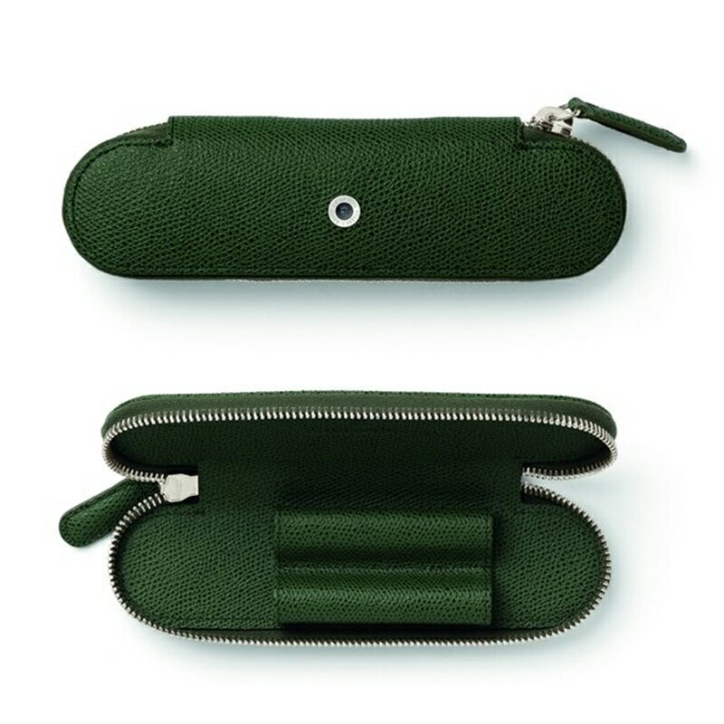 【Graf Von Faber-Castell】2支入拉鍊式筆套 橄欖綠壓紋 V118881-1  /個
