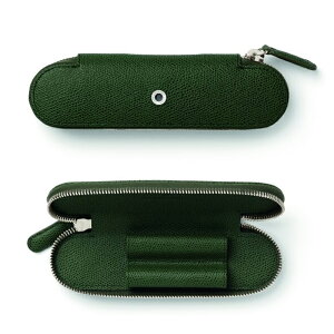 【Graf Von Faber-Castell】2支入拉鍊式筆套 橄欖綠壓紋 V118881-1 /個