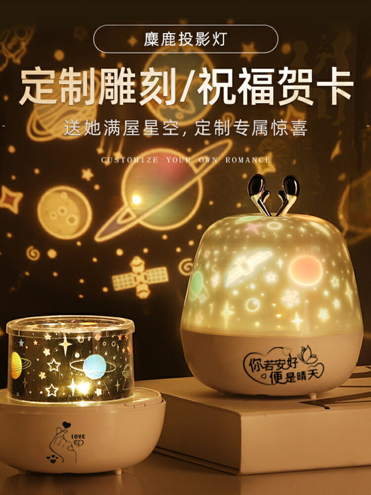創意星空燈投影儀兒童房小夜燈浪漫氛圍燈情人節生日禮物女聖誕節