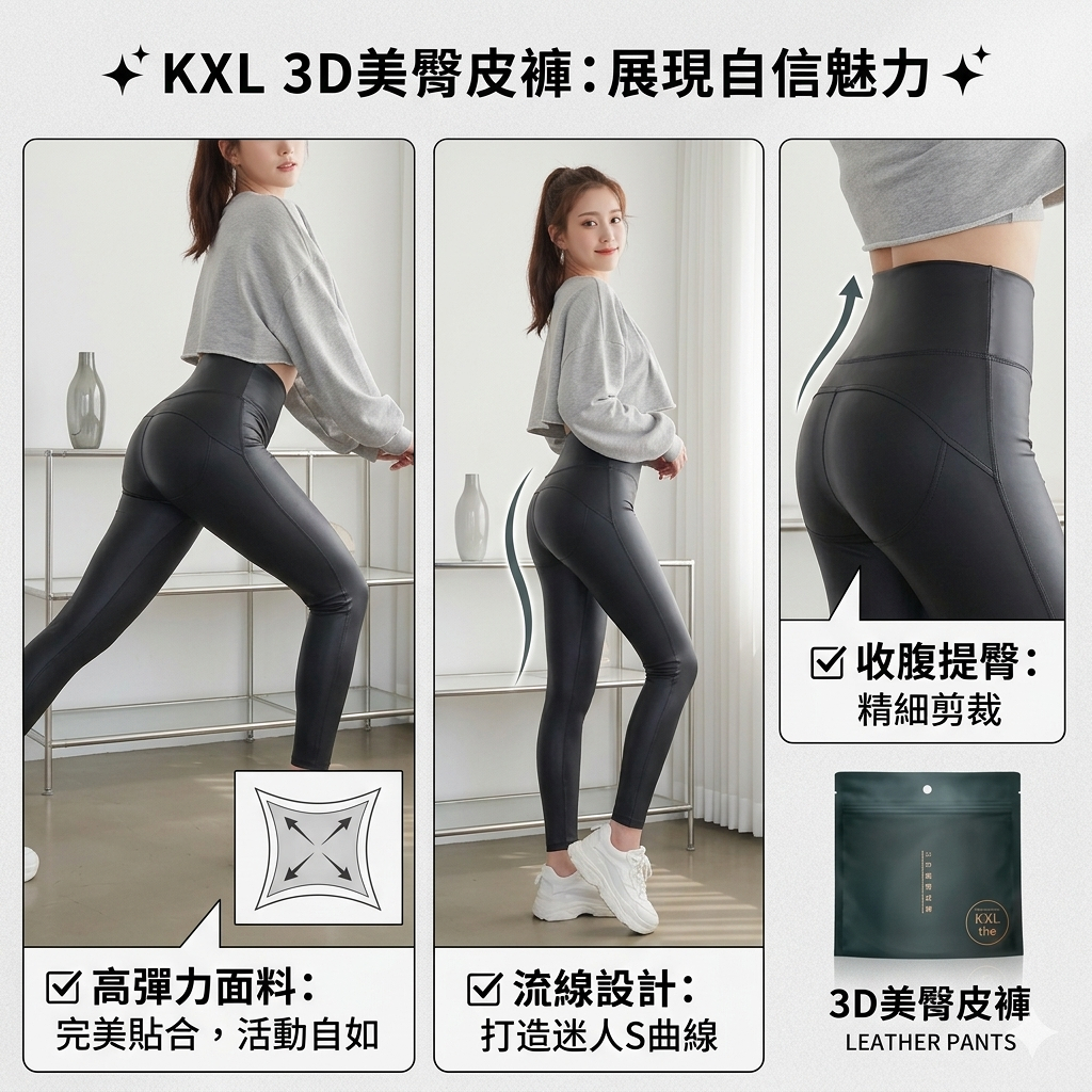KXL愷路 3D美臀皮褲 女(消光黑) 無痕顯瘦提臀高腰皮褲 冬季穿搭有內裡 皮褲穿搭