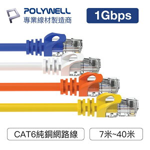 POLYWELL 寶利威爾 CAT6 高速網路線【7米~40米】CAT.6 網路線 RJ45 福祿克認證 台灣現貨