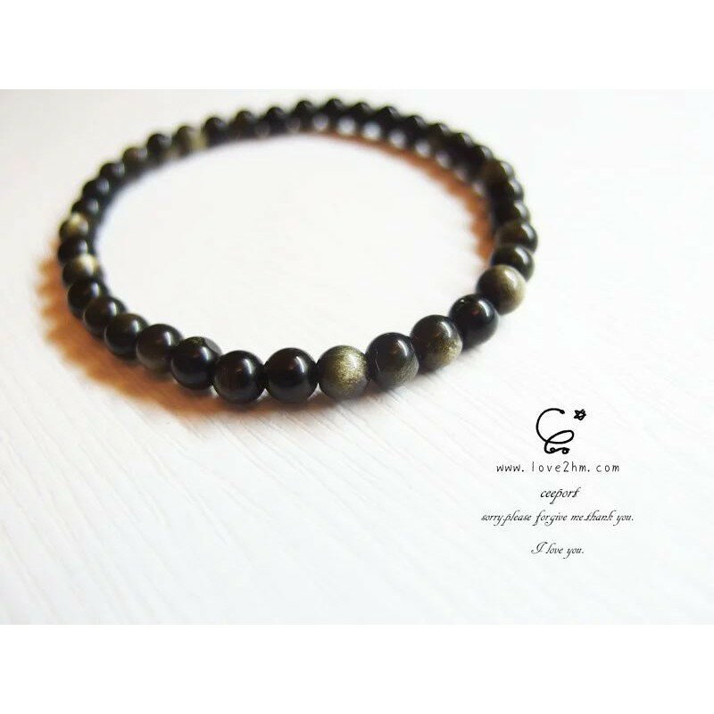 金沙黑曜石 5-5.3mm手串/黑曜石/水晶手鐲/[晶晶工坊-love2hm]