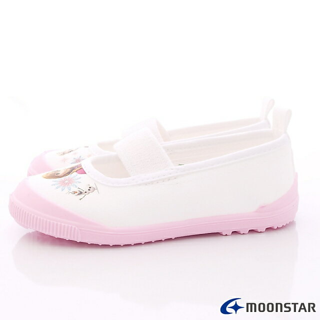 日本月星Moonstar機能童鞋迪士尼聯名系列日本製寬楦冰雪奇緣室內鞋款F014粉(中小童段) 2