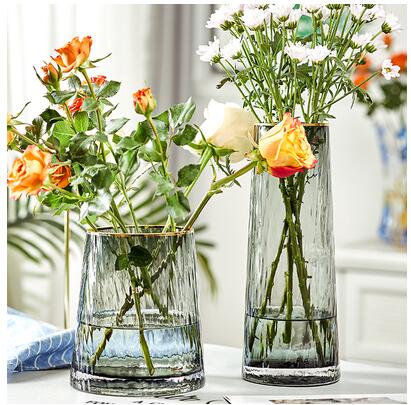 北歐鮮花玻璃花瓶輕奢擺件客廳插花水養百合玫瑰干花餐桌透明裝飾 全館免運