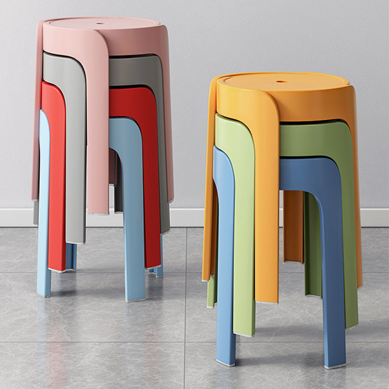 塑料凳子家用加厚可疊放圓凳簡約現代風車凳子客廳餐桌高椅子