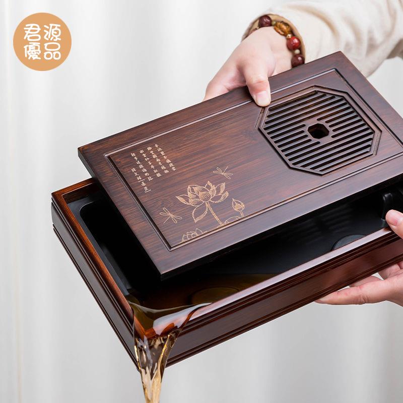 茶盤 功夫茶具茶盤 託盤 竹製茶盤 儲水式幹泡盤 家用功夫茶具盤 託盤 辦公室簡約小型茶臺茶海