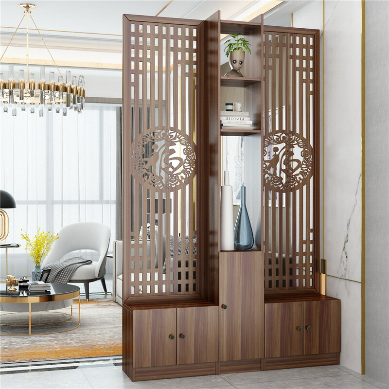 新中式屏風隔斷簡約客廳實木簡約入戶家用裝飾玄關儲物櫃 鞋櫃