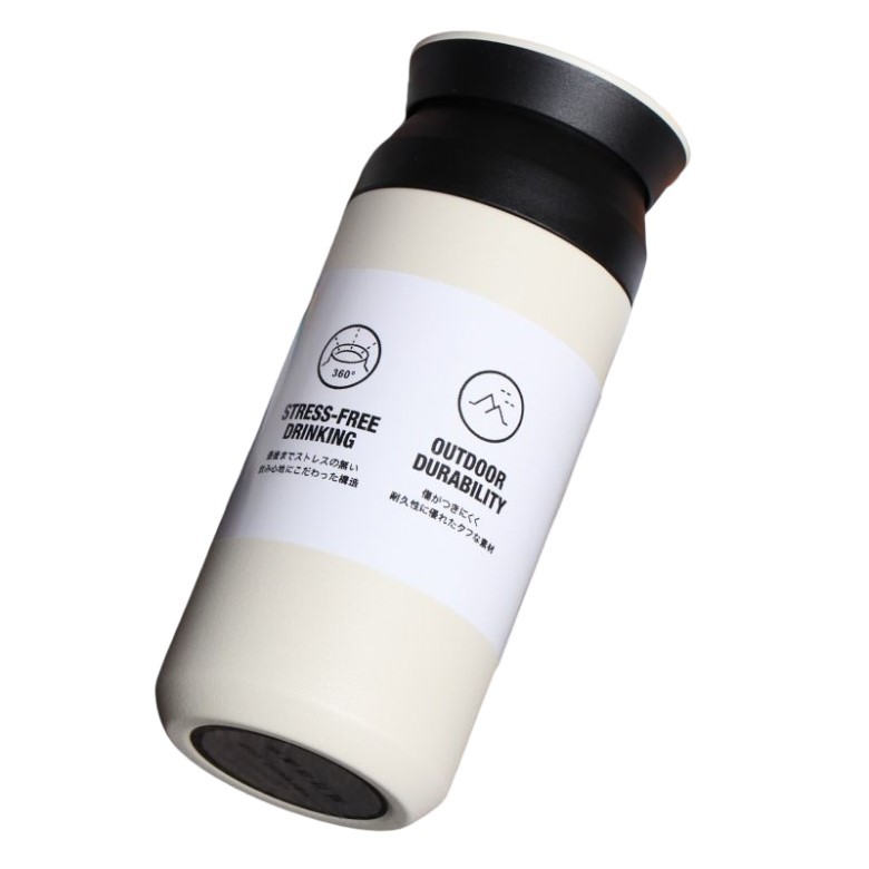 日式304不鏽鋼真空保溫杯-平蓋350ml(米白) [大買家]