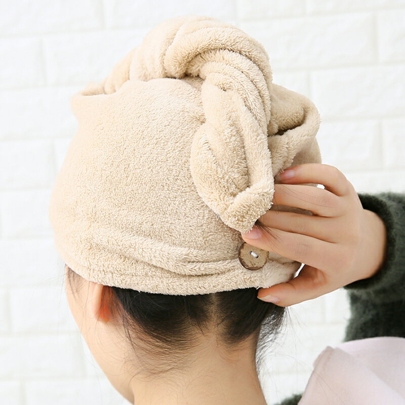 家用珊瑚絨干發巾吸水毛巾浴帽長頭發快速干發帽加厚速干包頭巾