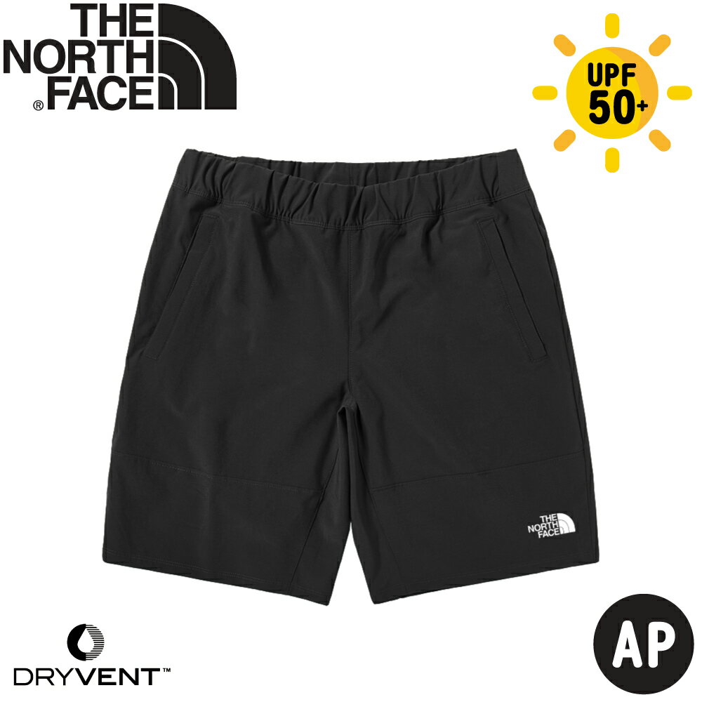 【The North Face 男 防潑防晒四向彈力短褲《黑》】4CL1/休閒短褲/短褲/快乾短褲